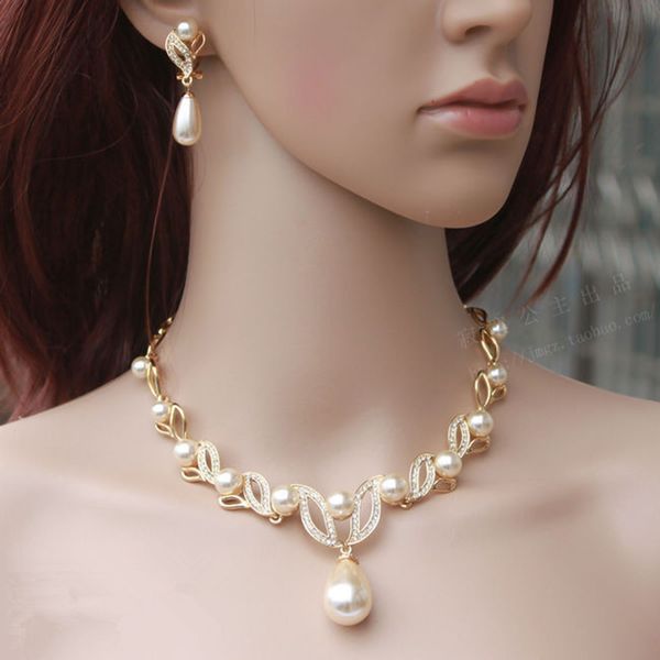 wedding accessories bride jewelry sets earring necklace jewelri set with pearl for women acero inoxidable joyeria mujer 2021, Silver